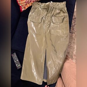 ZARA Olive Midi Skirt with Pockets Paperbag